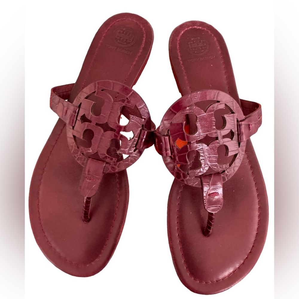 Gorgeous burgundy sandals. Tory Burch